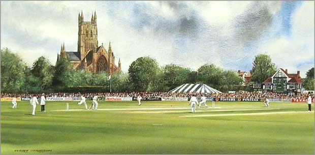 The County Ground, Worcester (Cricket Ground) - The Sporting Gallery Art  Print
